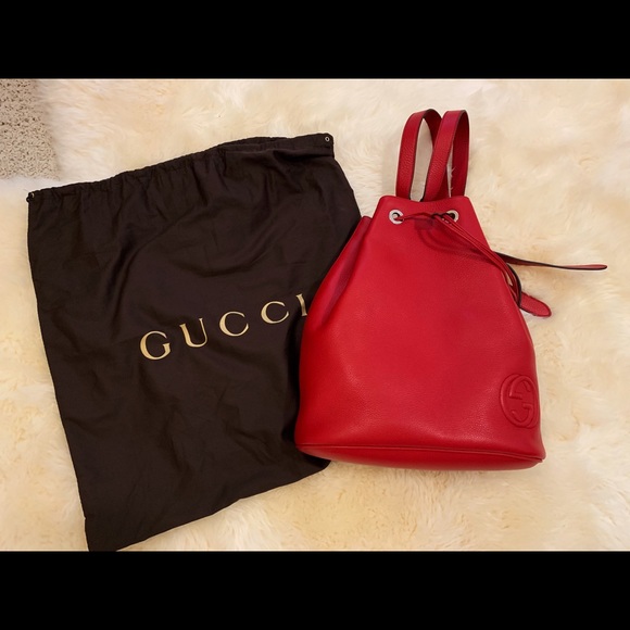 gucci leather drawstring backpack